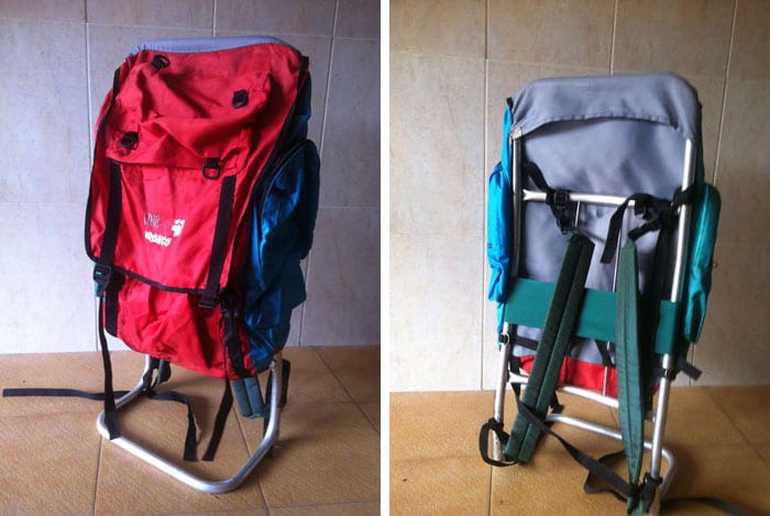 Mochila antigua con armazón de aluminio